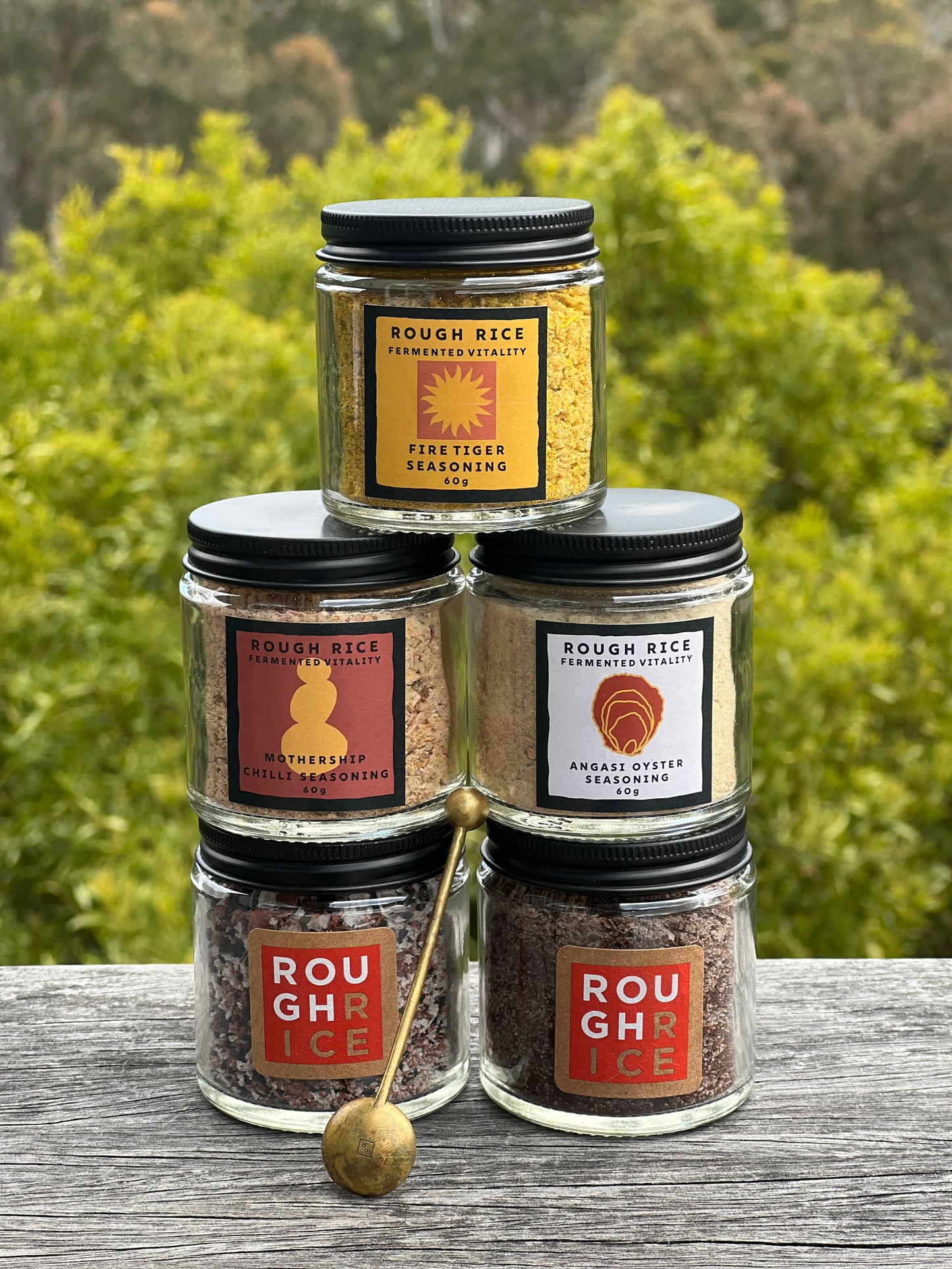 ROUGH RICE SEASONING PACK - 5 x 60g + Spoon